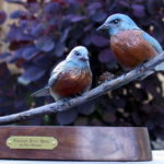 Bronze sculpture of Western Blue birds